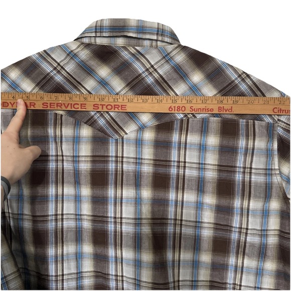 Wrangler Western Wear Pearl Snap Button Up Shirt Long Sleeve Plaid Mens XXXL - Picture 6 of 7